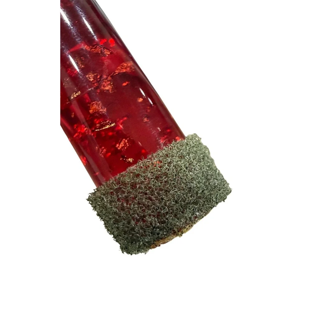 Vintage Red Lucite Taper Candle Christmas MCM Decoration Glitter Foil Acrylic 8